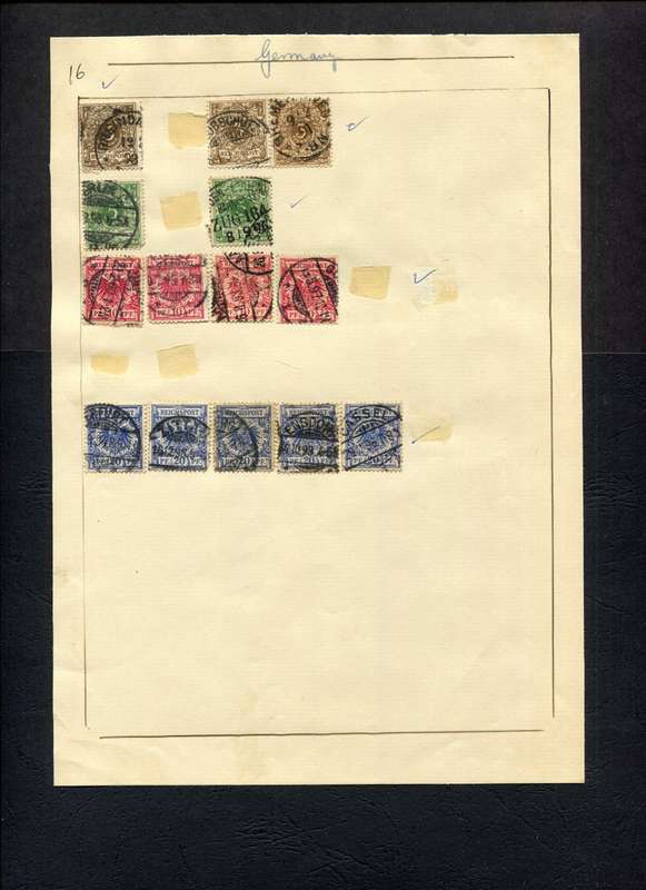 Germany - 14 Stamps Mounted (Hinged) on Old Album Page