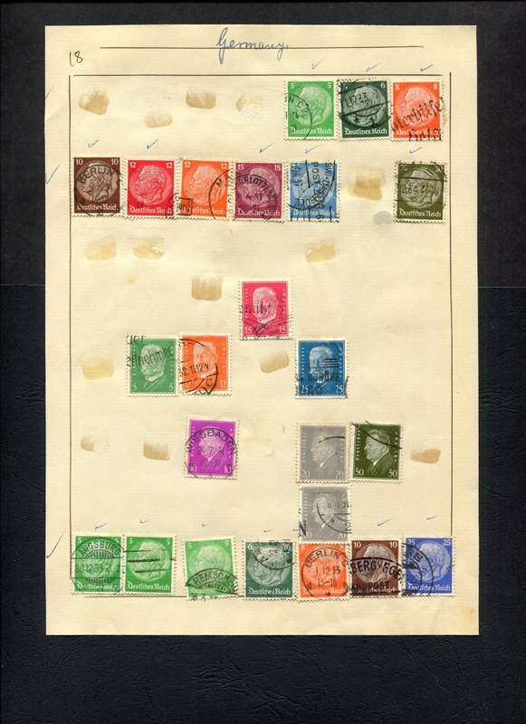 Germany - 24 Stamps Mounted (Hinged) on Old Album Page