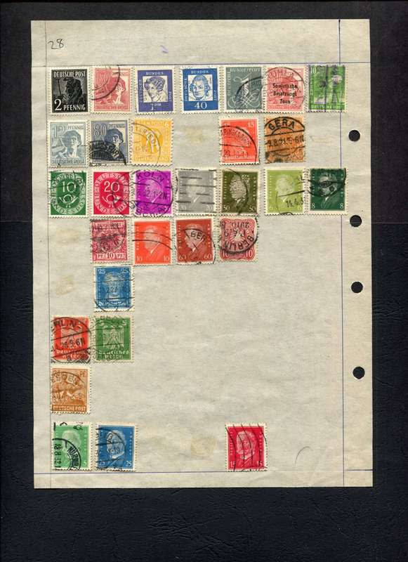 Germany - 28 Stamps Mounted (Hinged) on Old Album Page