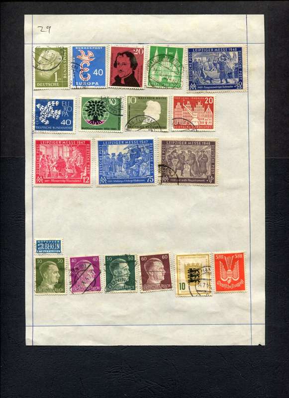 Germany - 19 Stamps Mounted (Hinged) on Old Album Page