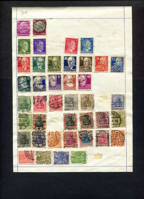 Germany - 41 Stamps Mounted (Hinged) on Old Album Page