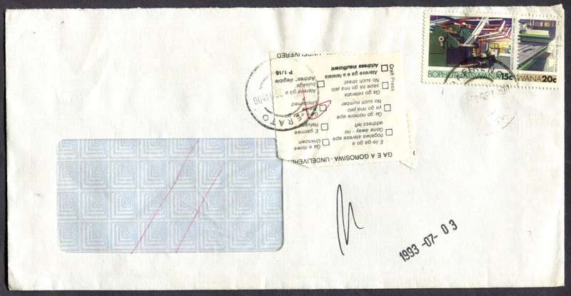 Bophuthatswana - Commercial Cover
