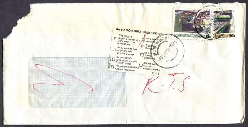 Bophuthatswana - Commercial Cover