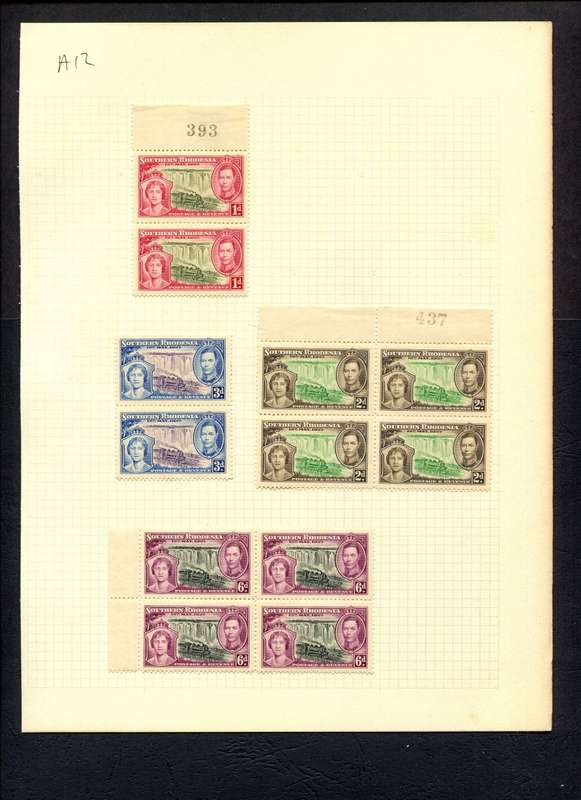 Southern Rhodesia - 12 Stamps Mounted (Hinged) on Old Album Page