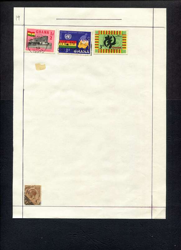 Ghana/Gold Coast - 4 Stamps Mounted (Hinged) on Old Album Page