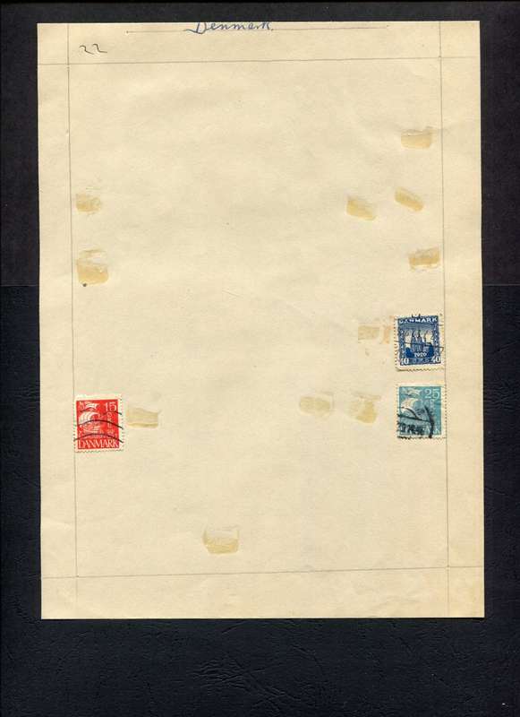 Denmark - 3 Stamps Mounted (Hinged) on Old Album Page