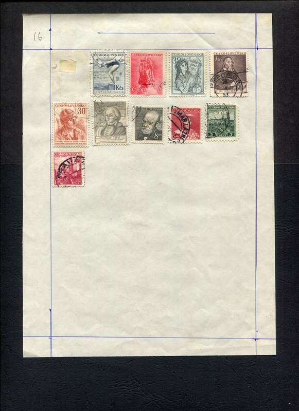 Czechoslovakia - 10 Stamps Mounted (Hinged) on Old Album Page