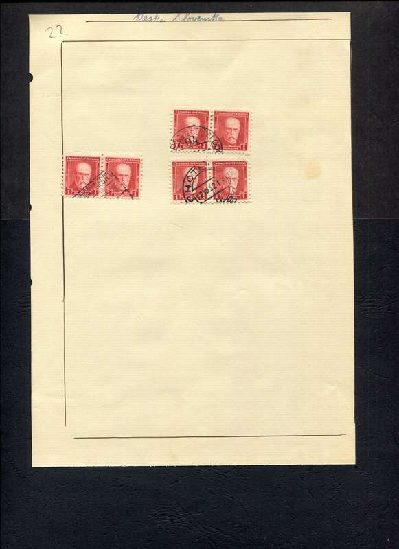 Czechoslovakia - 6 Stamps Mounted (Hinged) on Old Album Page