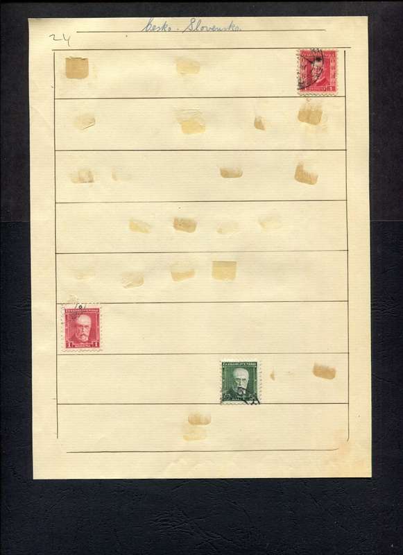 Czechoslovakia - 3 Stamps Mounted (Hinged) on Old Album Page