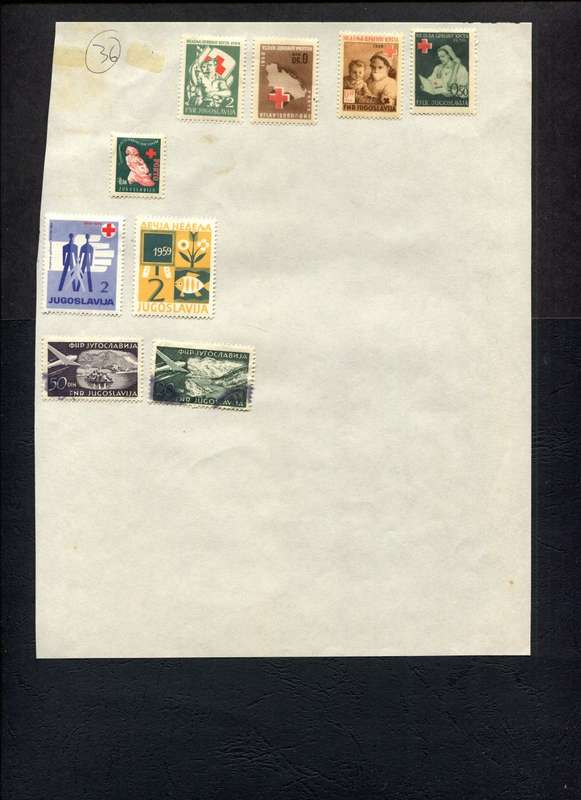 Yugoslavia - 9 Stamps Mounted (Hinged) on Old Album Page