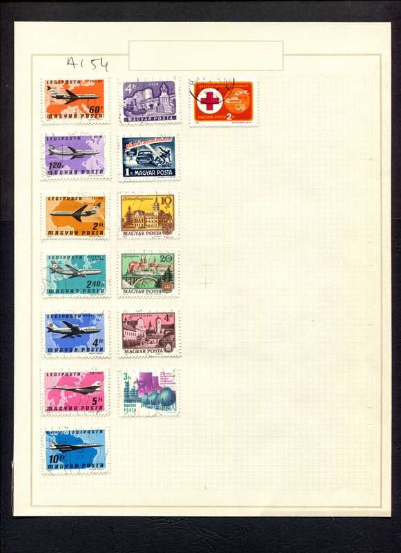 Hungary - 14 Stamps Mounted (Hinged) on Old Album Page