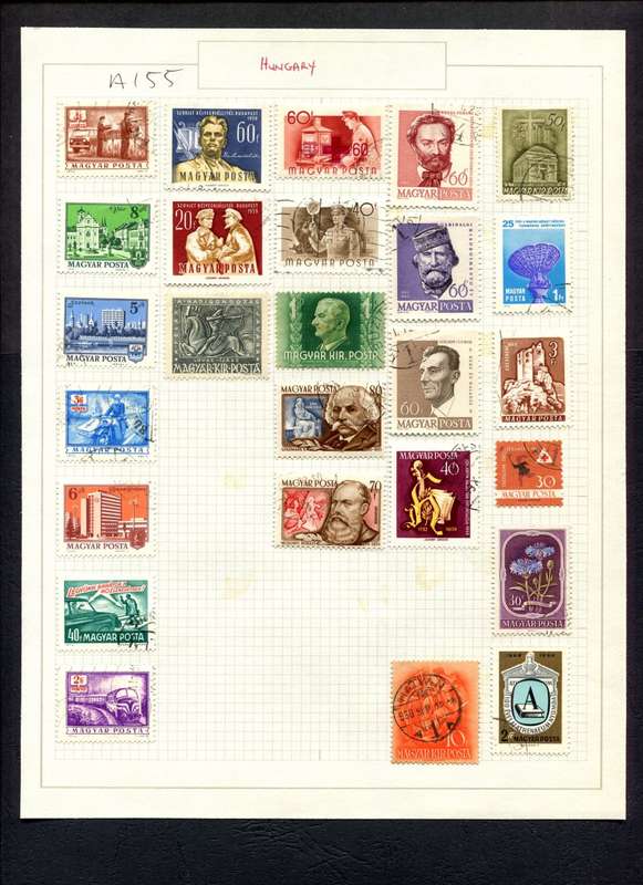 Hungary - 26 Stamps Mounted (Hinged) on Old Album Page