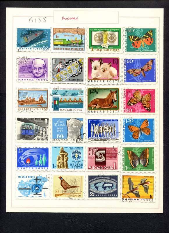 Hungary - 24 Stamps Mounted (Hinged) on Old Album Page