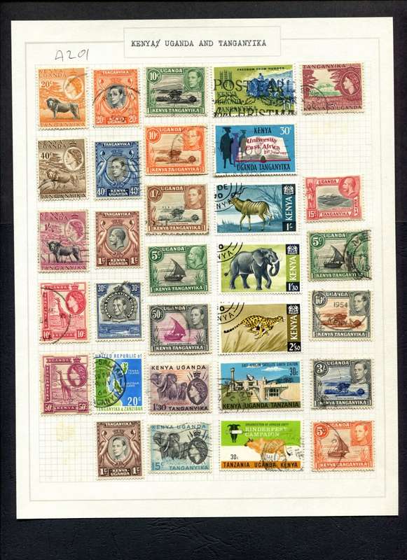 KUT - 31 Stamps Mounted (Hinged) on Old Album Page