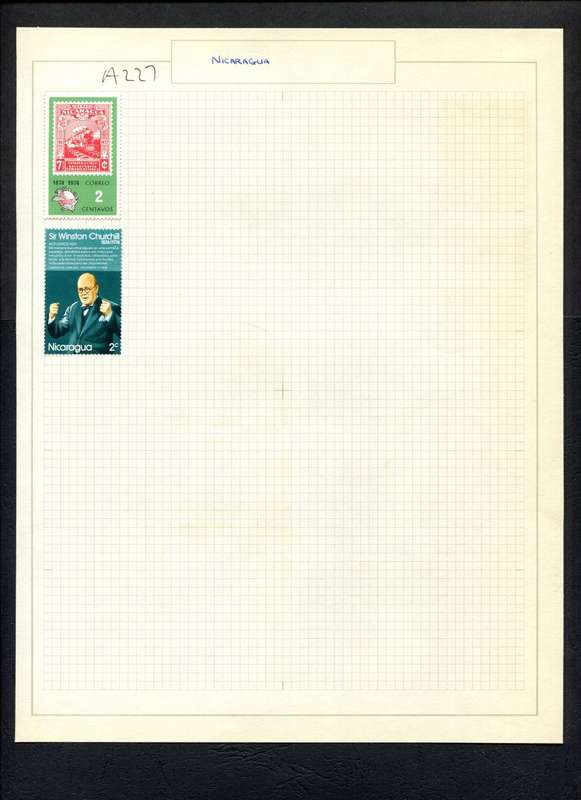 Nicaragua - 2 Stamps Mounted (Hinged) on Old Album Page