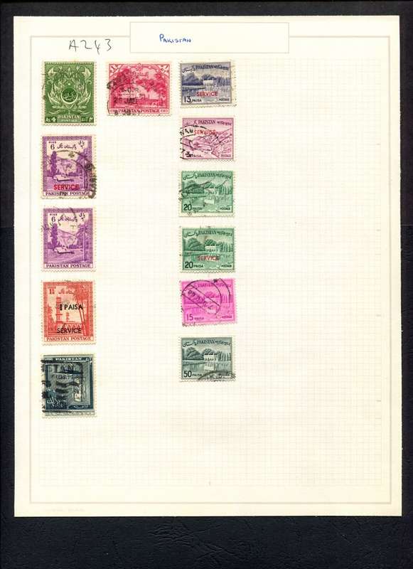 Pakistan - 12 Stamps Mounted (Hinged) on Old Album Page