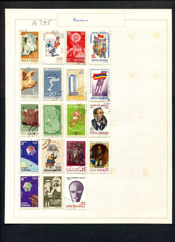 Romania - 19 Stamps Mounted (Hinged) on Old Album Page
