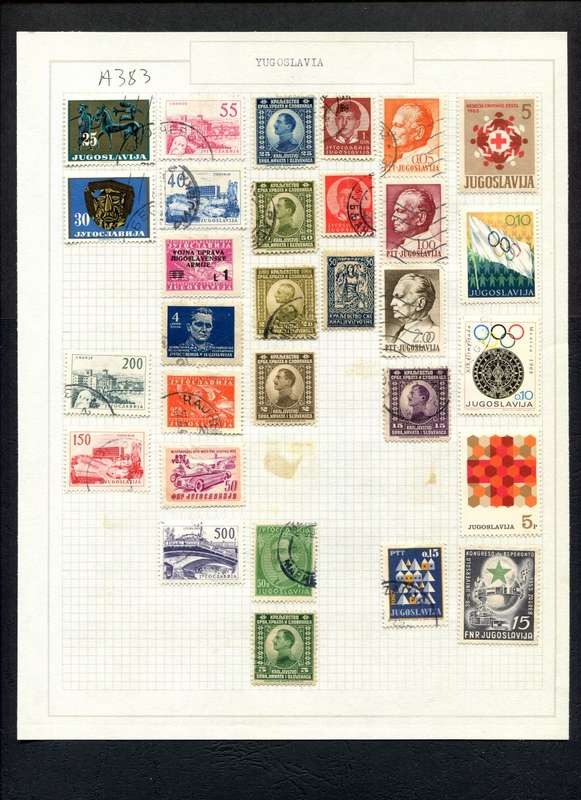 Yugoslavia - 30 Stamps Mounted (Hinged) on Old Album Page