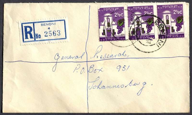 RSA - Cover Registered At Benoni Post Office