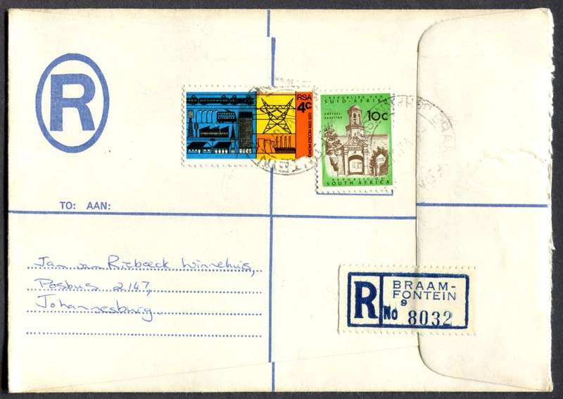 RSA - Cover Registered At Braamfontein Post Office