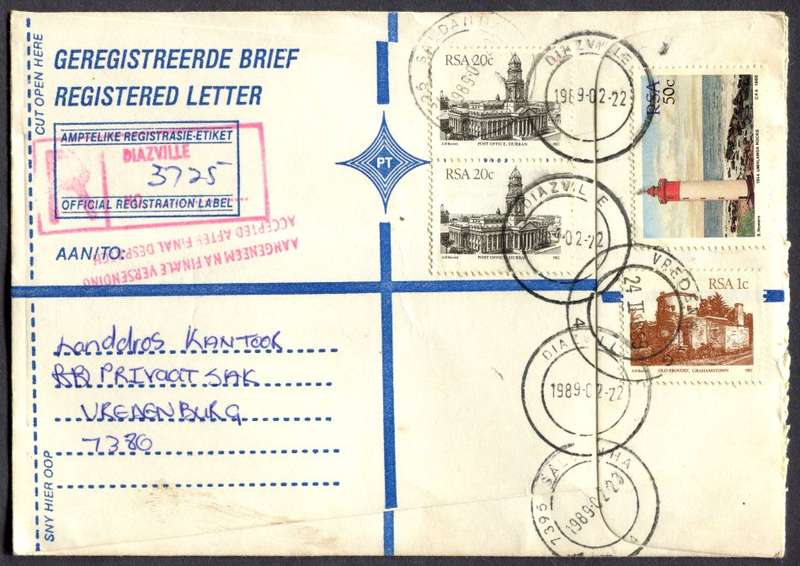 RSA - Cover Registered At Diazville Post Office