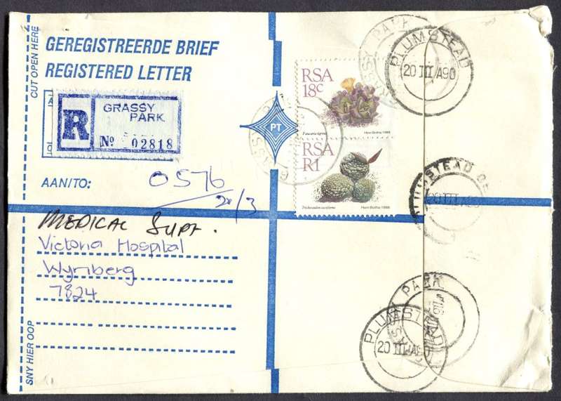 RSA - Cover Registered At Grassy Park Post Office