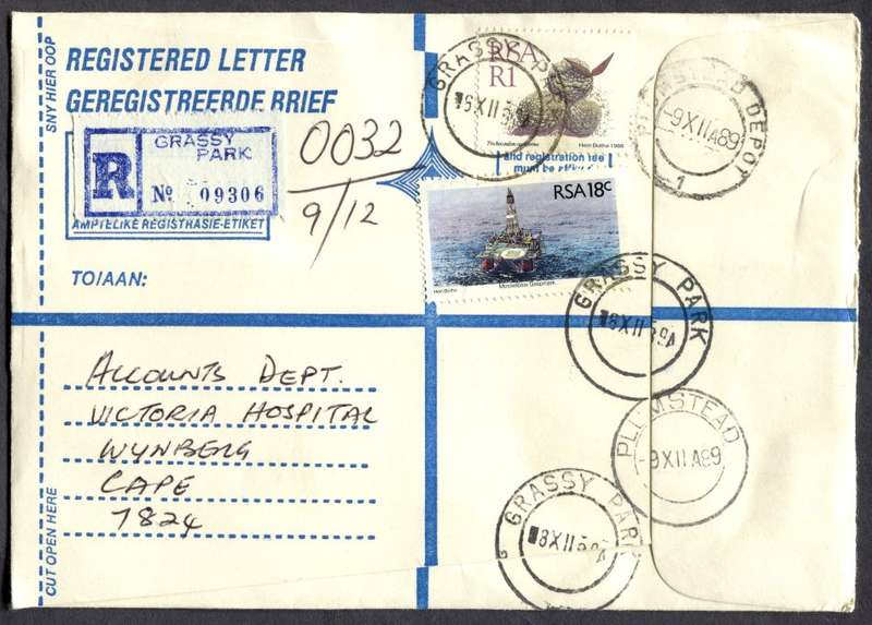 RSA - Cover Registered At Grassy Park Post Office