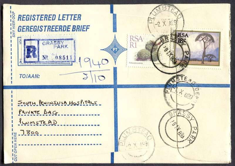 RSA - Cover Registered At Grassy Park Post Office
