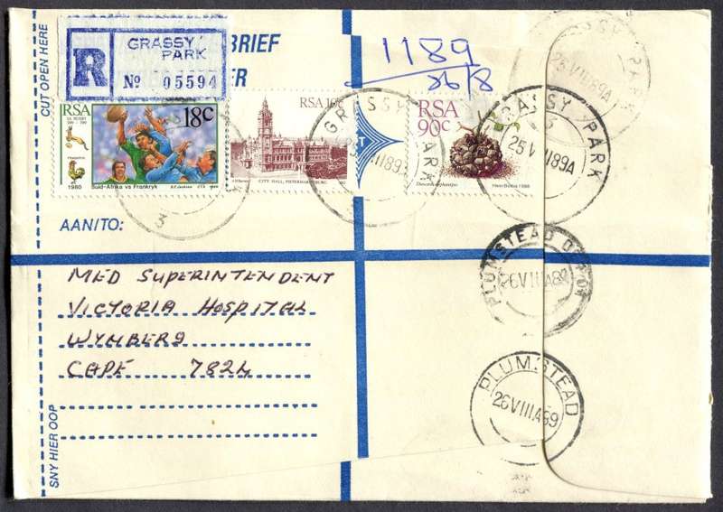 RSA - Cover Registered At Grassy Park Post Office
