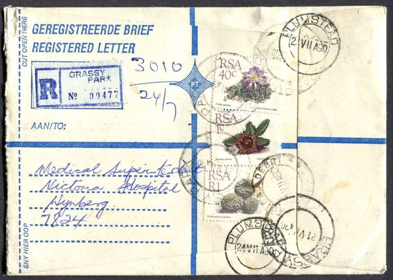 RSA - Cover Registered At Grassy Park Post Office