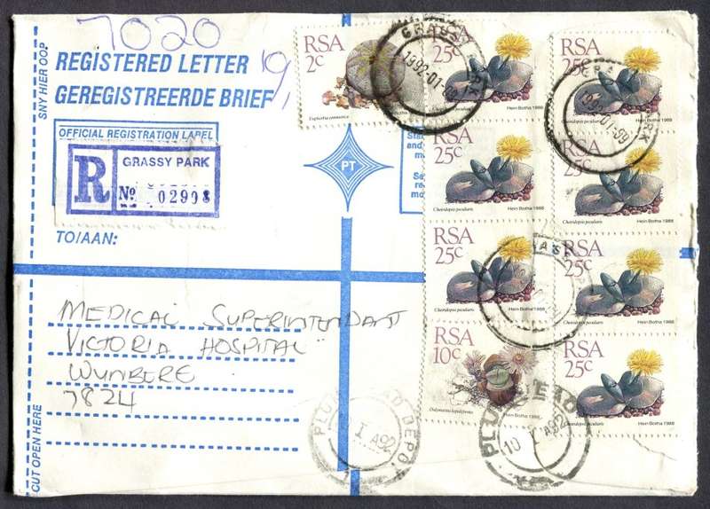 RSA - Cover Registered At Grassy Park Post Office