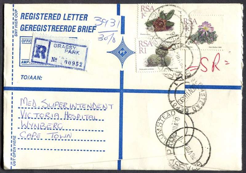 RSA - Cover Registered At Grassy Park Post Office