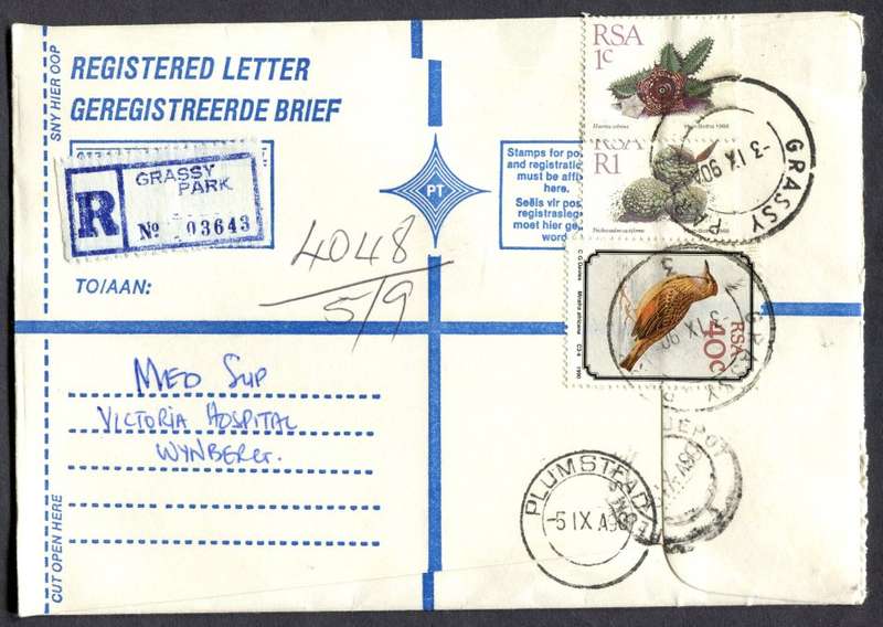 RSA - Cover Registered At Grassy Park Post Office