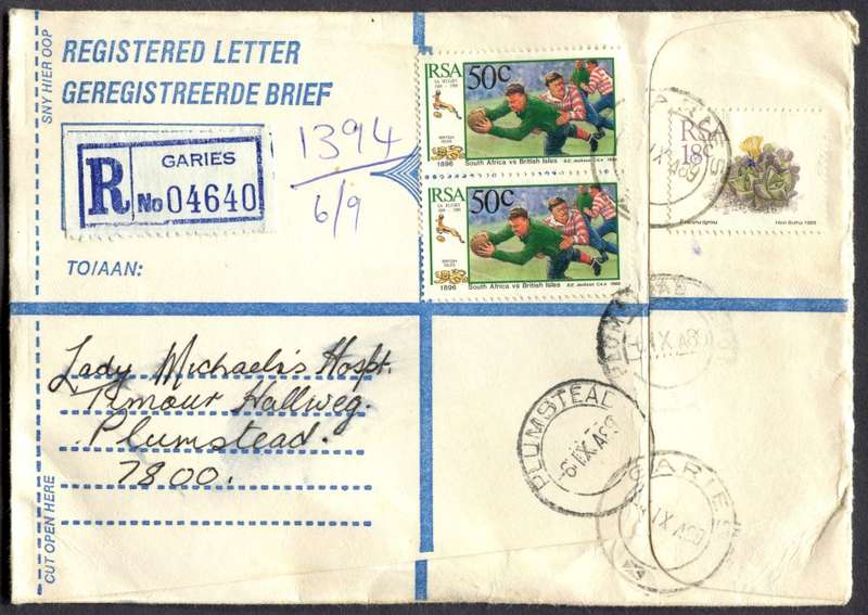 RSA - Cover Registered At Garies Post Office