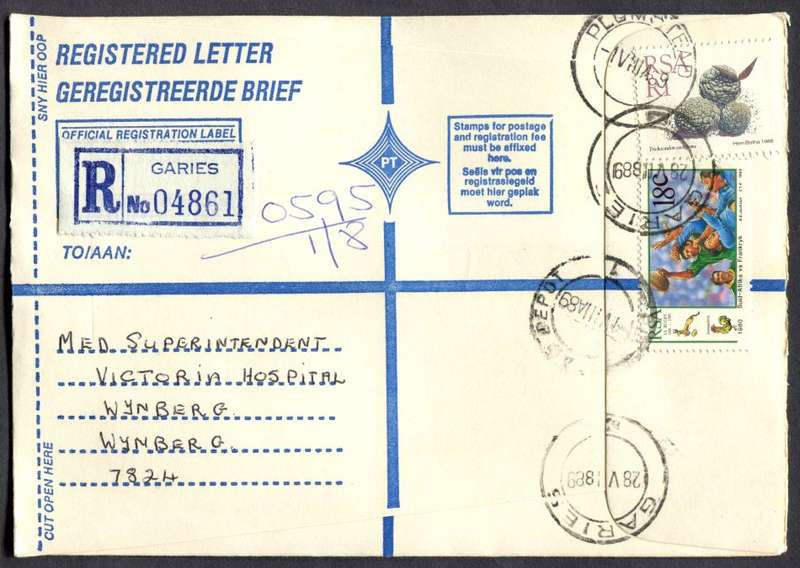 RSA - Cover Registered At Garies Post Office