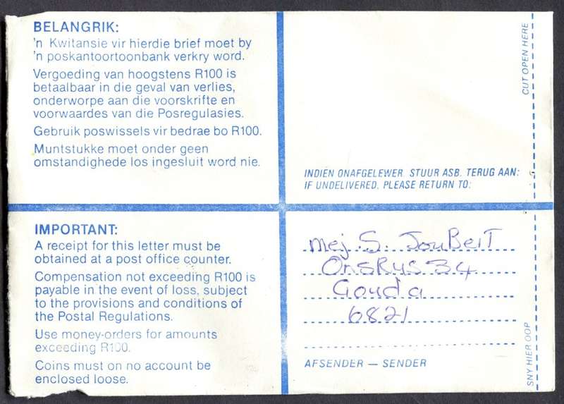 RSA - Cover Registered At Gouda Post Office