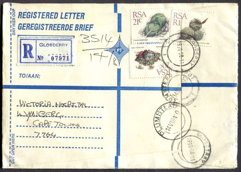 RSA - Cover Registered At Glosderry Post Office