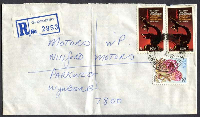 RSA - Cover Registered At Glosderry Post Office