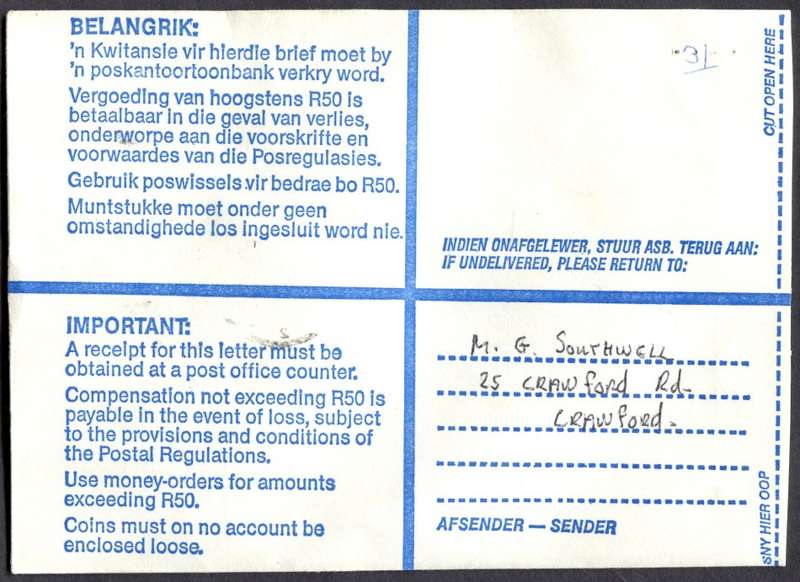 RSA - Cover Registered At Glosderry Post Office