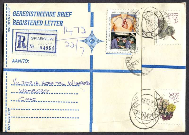 RSA - Cover Registered At Grabouw Post Office