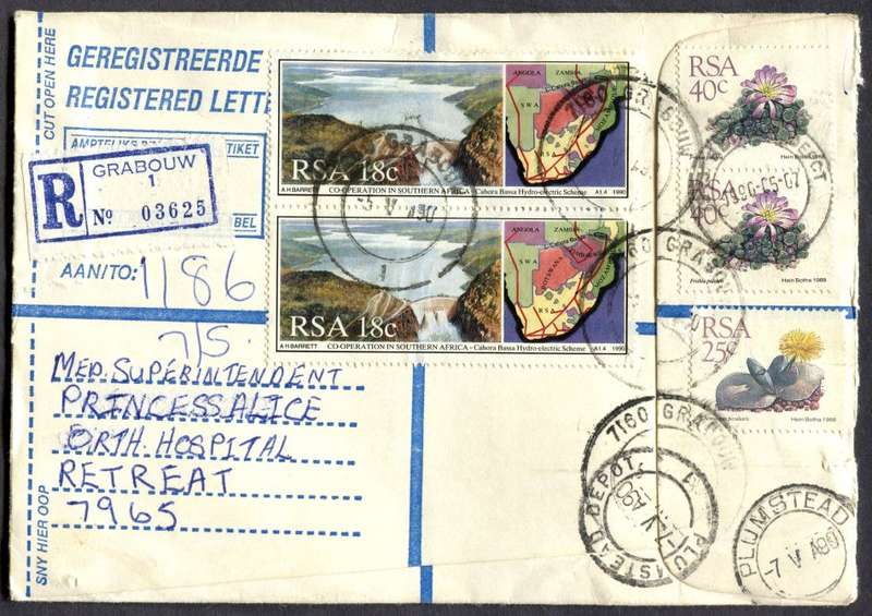 RSA - Cover Registered At Grabouw Post Office