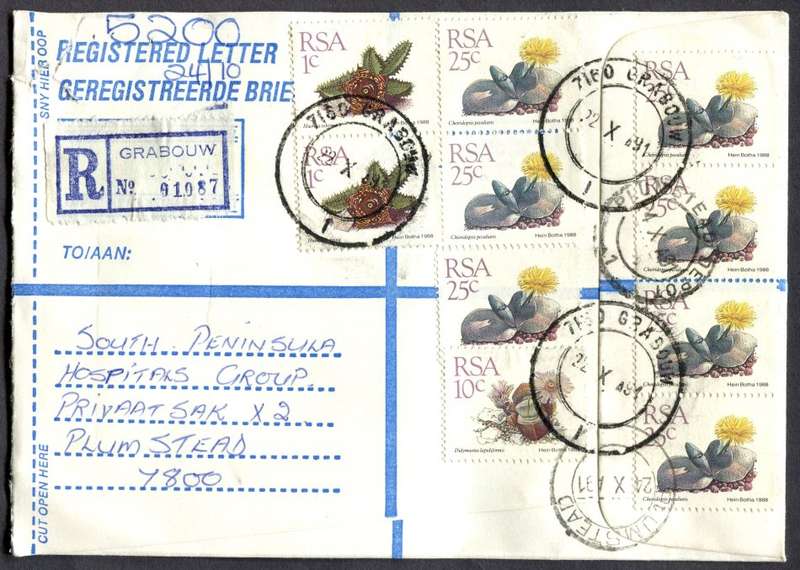 RSA - Cover Registered At Grabouw Post Office