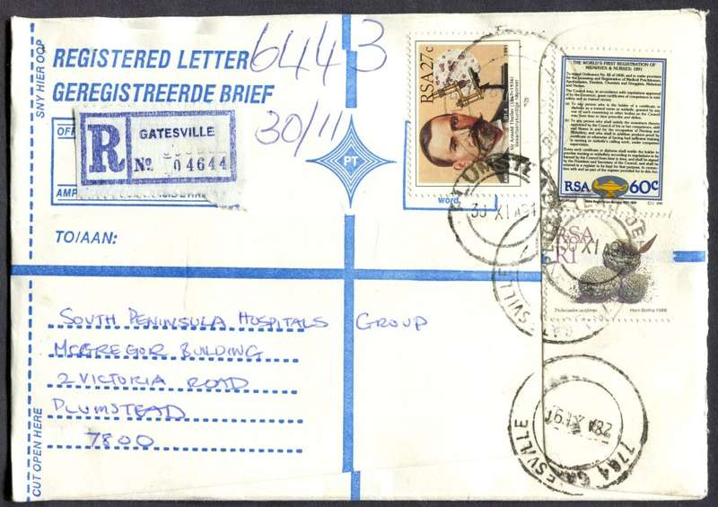 RSA - Cover Registered At Gatesville Post Office