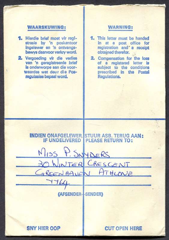 RSA - Cover Registered At Gatesville Post Office