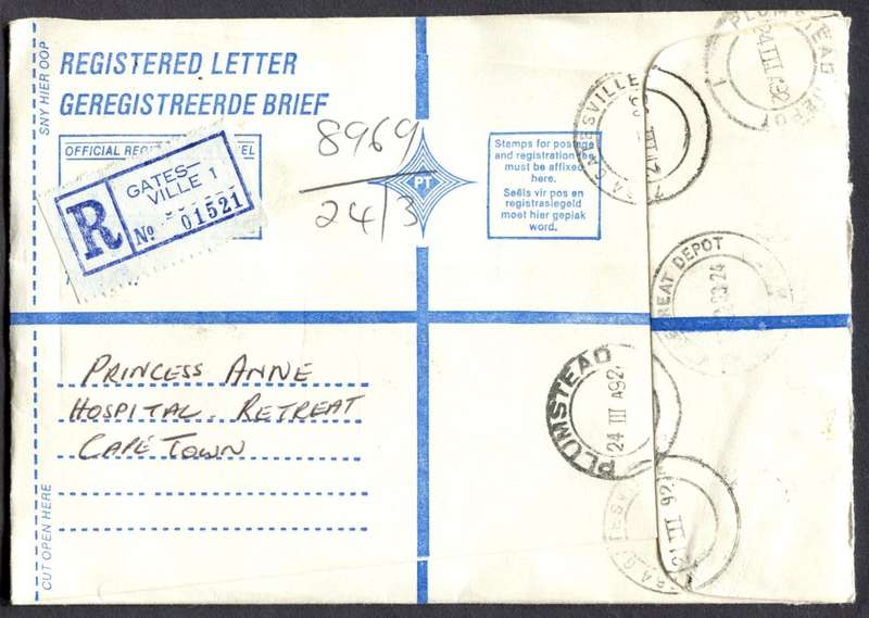 RSA - Cover Registered At Gatesville Post Office