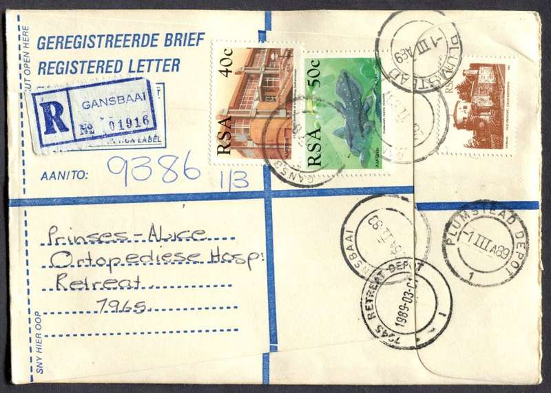 RSA - Cover Registered At Gansbaai Post Office