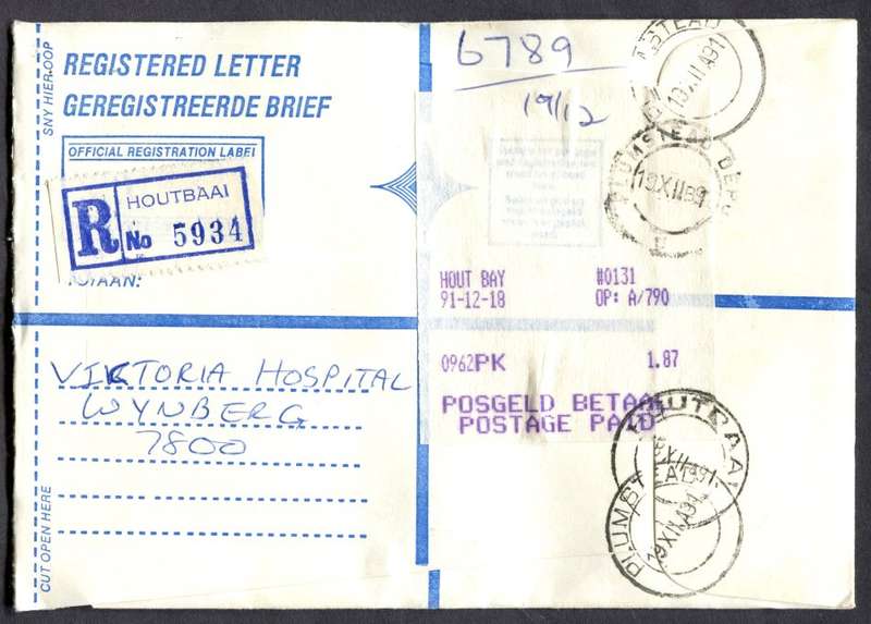 RSA - Cover Registered At Houtbaai Post Office