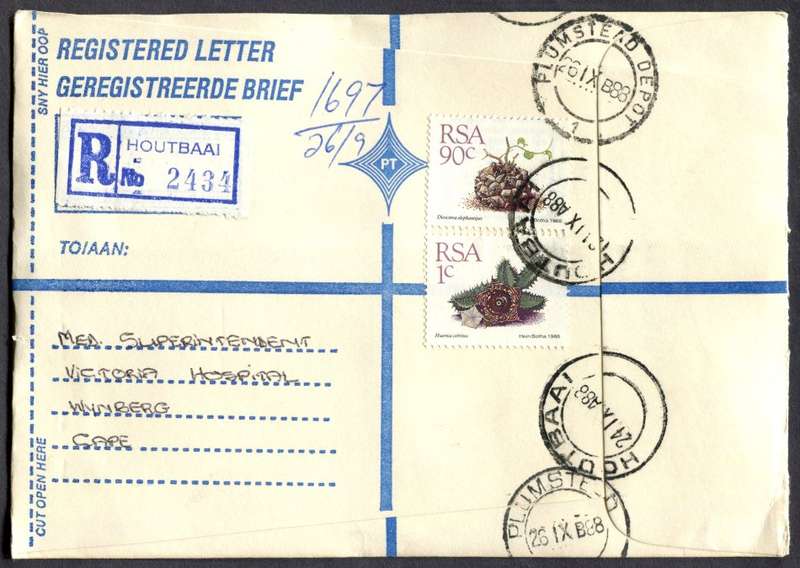 RSA - Cover Registered At Houtbaai Post Office