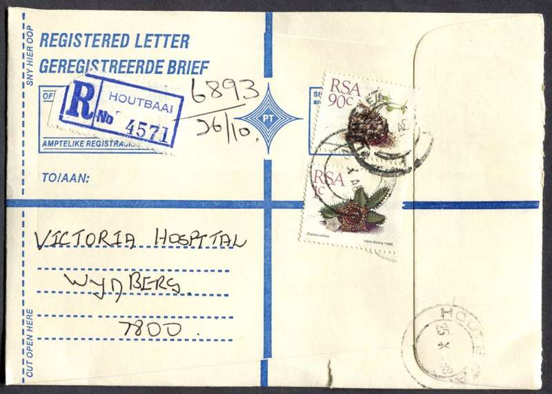 RSA - Cover Registered At Houtbaai Post Office