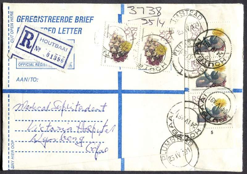 RSA - Cover Registered At Houtbaai Post Office